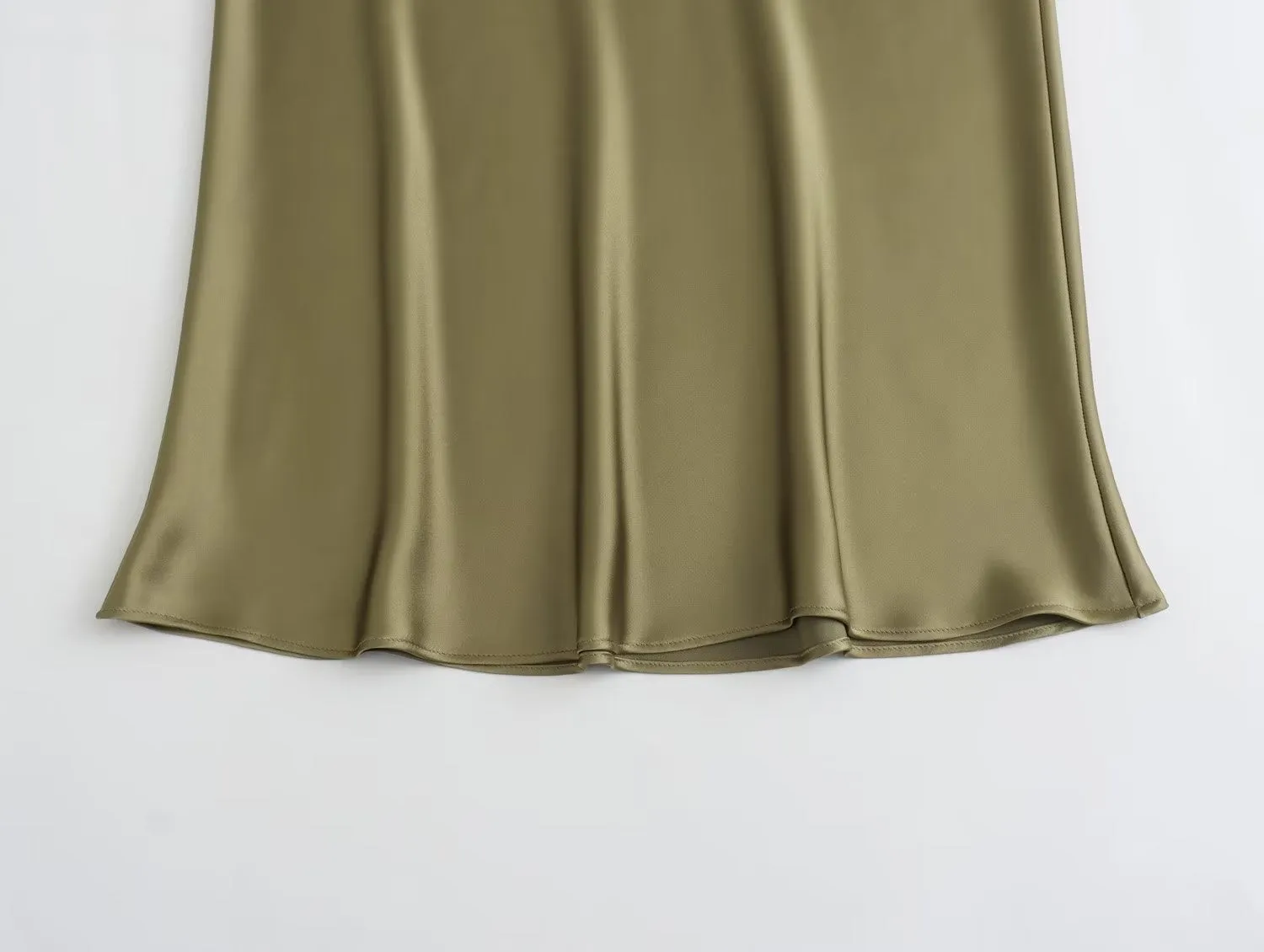 Pre Order: High Waisted Silk Satin Midi Skirt