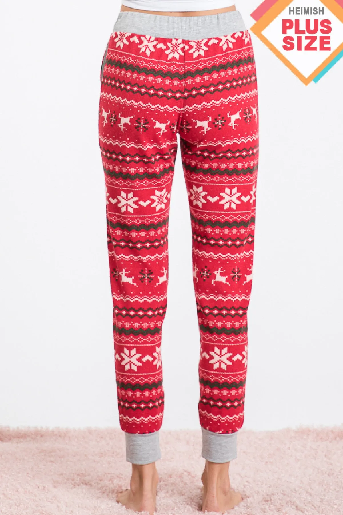 RED PRINT PLUS SIZE PANTS