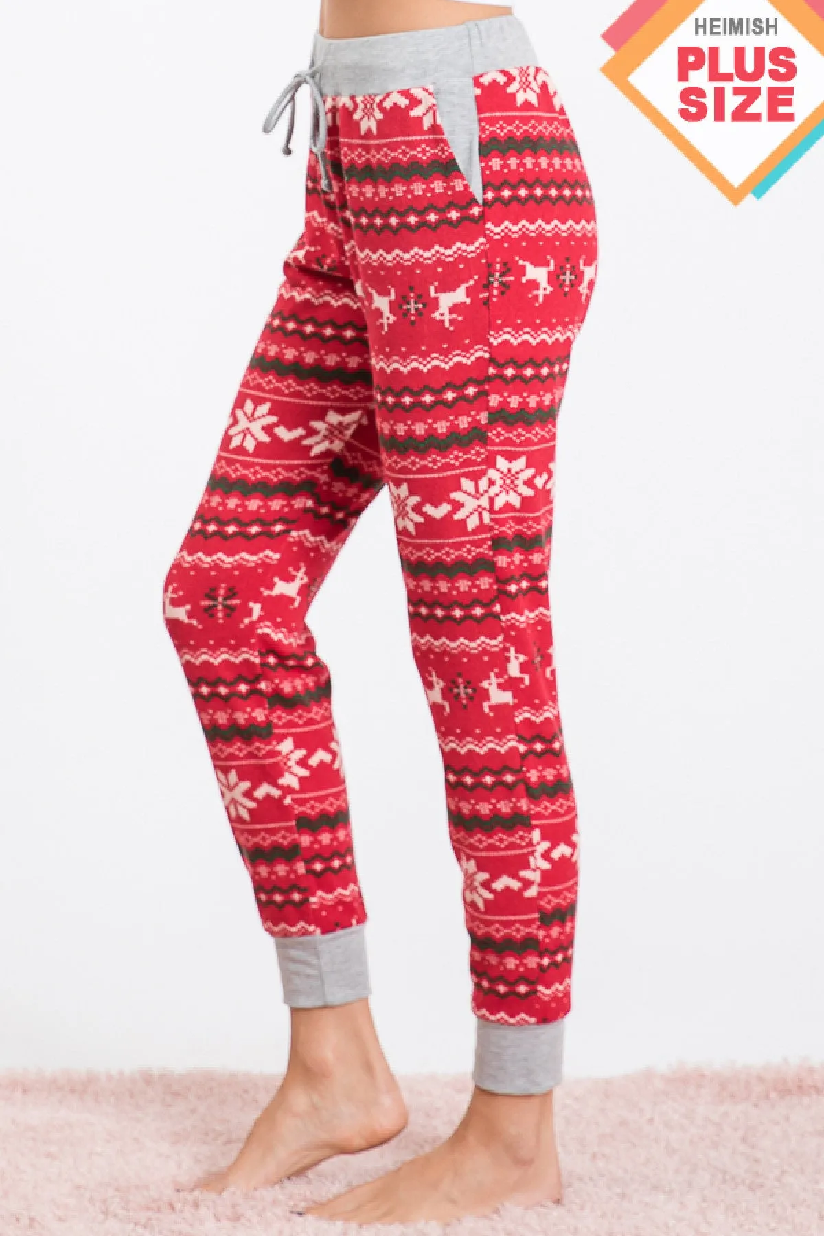 RED PRINT PLUS SIZE PANTS