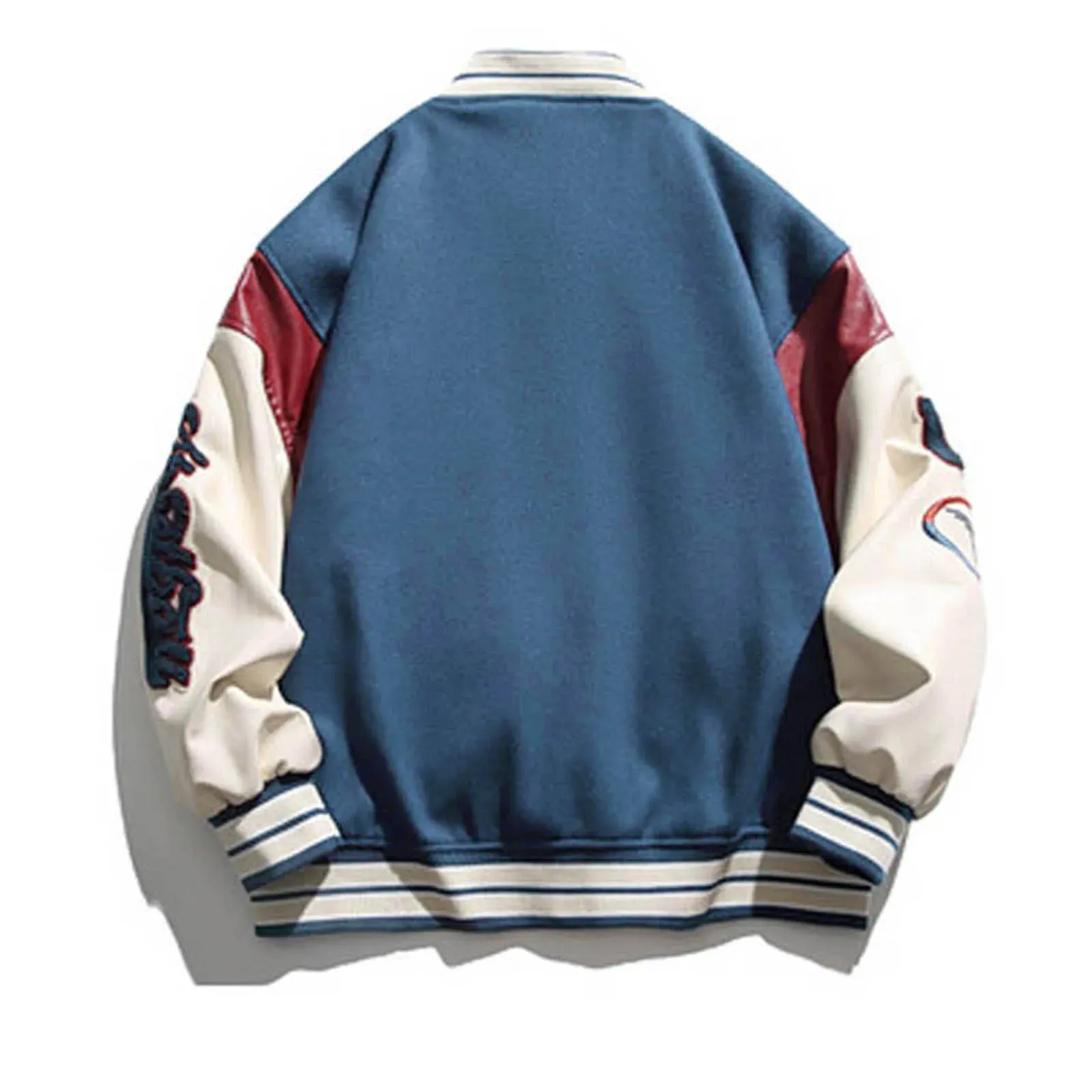 Unisex Streetwear Letter Embroidery Baseball Jacket Spring Autumn Long Sleeve Scrub Leather Bomber Jackets Button Up Outerwears