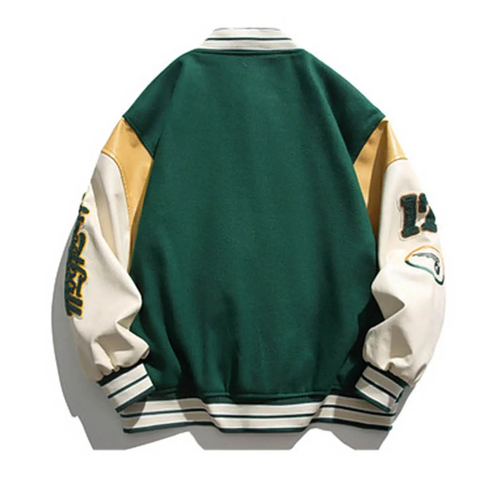 Unisex Streetwear Letter Embroidery Baseball Jacket Spring Autumn Long Sleeve Scrub Leather Bomber Jackets Button Up Outerwears