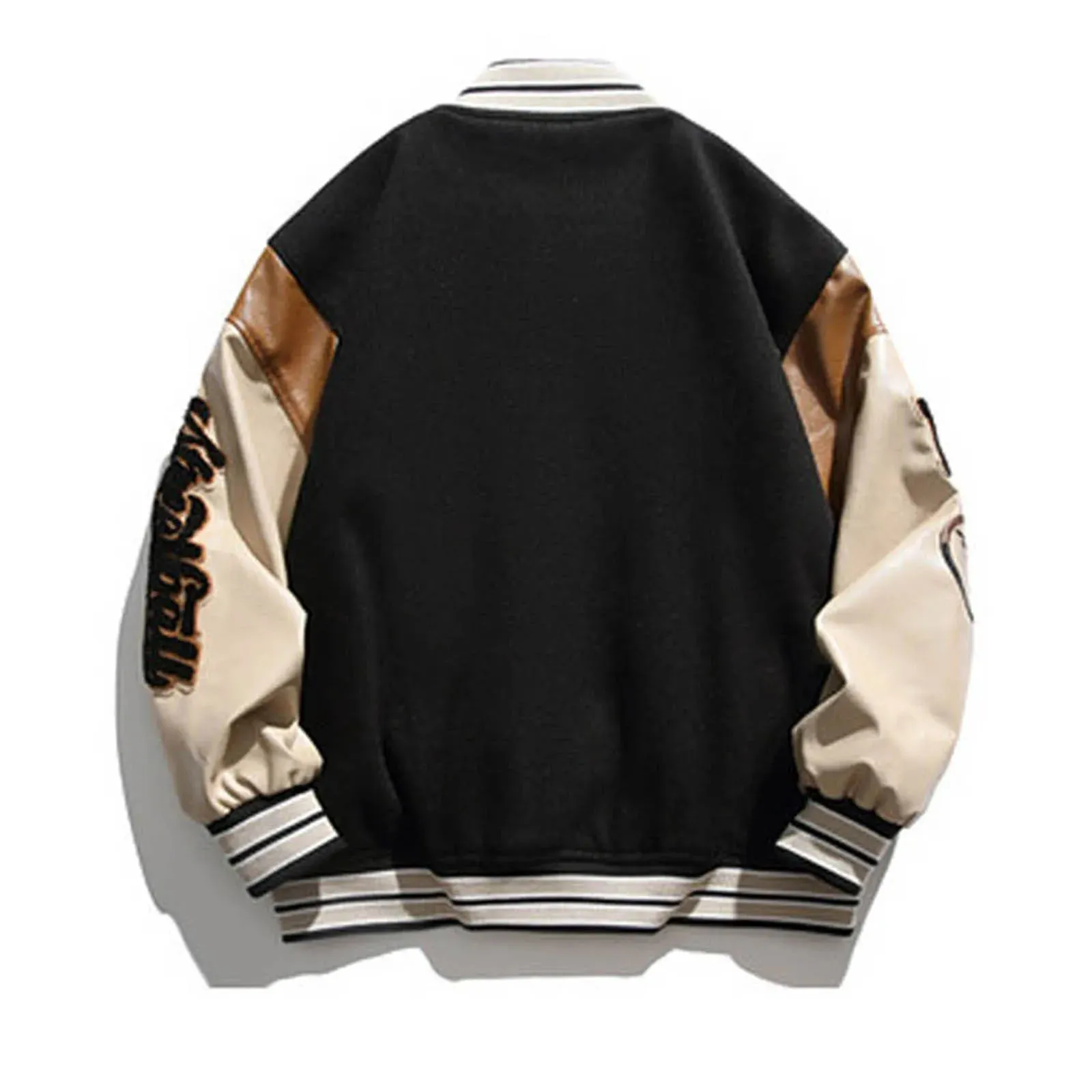 Unisex Streetwear Letter Embroidery Baseball Jacket Spring Autumn Long Sleeve Scrub Leather Bomber Jackets Button Up Outerwears
