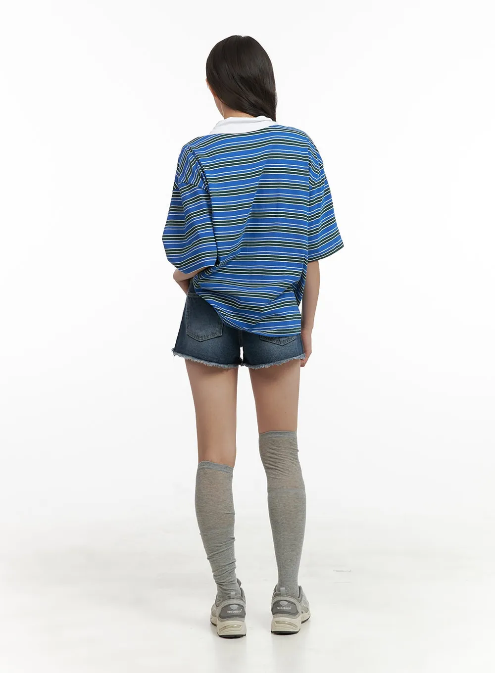 Washed Denim Distressed Shorts CY416