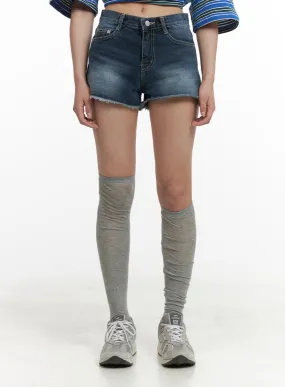 Washed Denim Distressed Shorts CY416