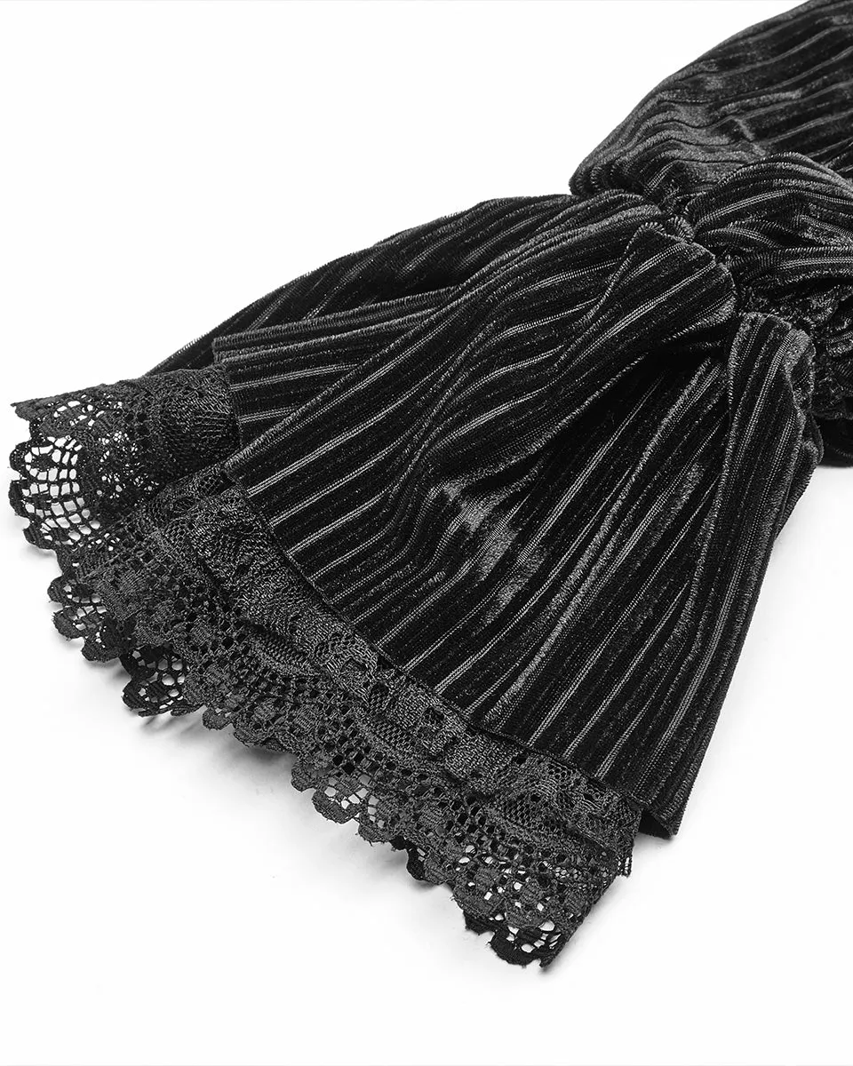 WY-1041 Morgana Womens Gothic Velvet Blouse Top - Black